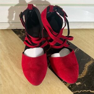 Elegant Red Strappy Women's Shoes